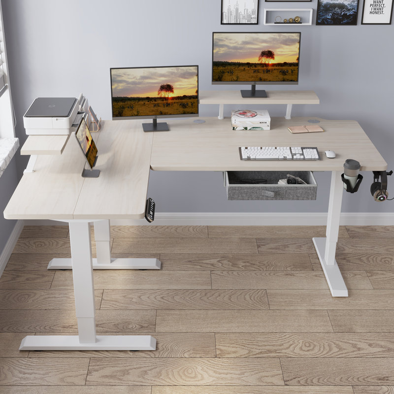 Inbox Zero Jonesboro 63'' L-Shaped Height Adjustable Inbox Zero Jonesboro 63'' L-Shaped Height Adjustable